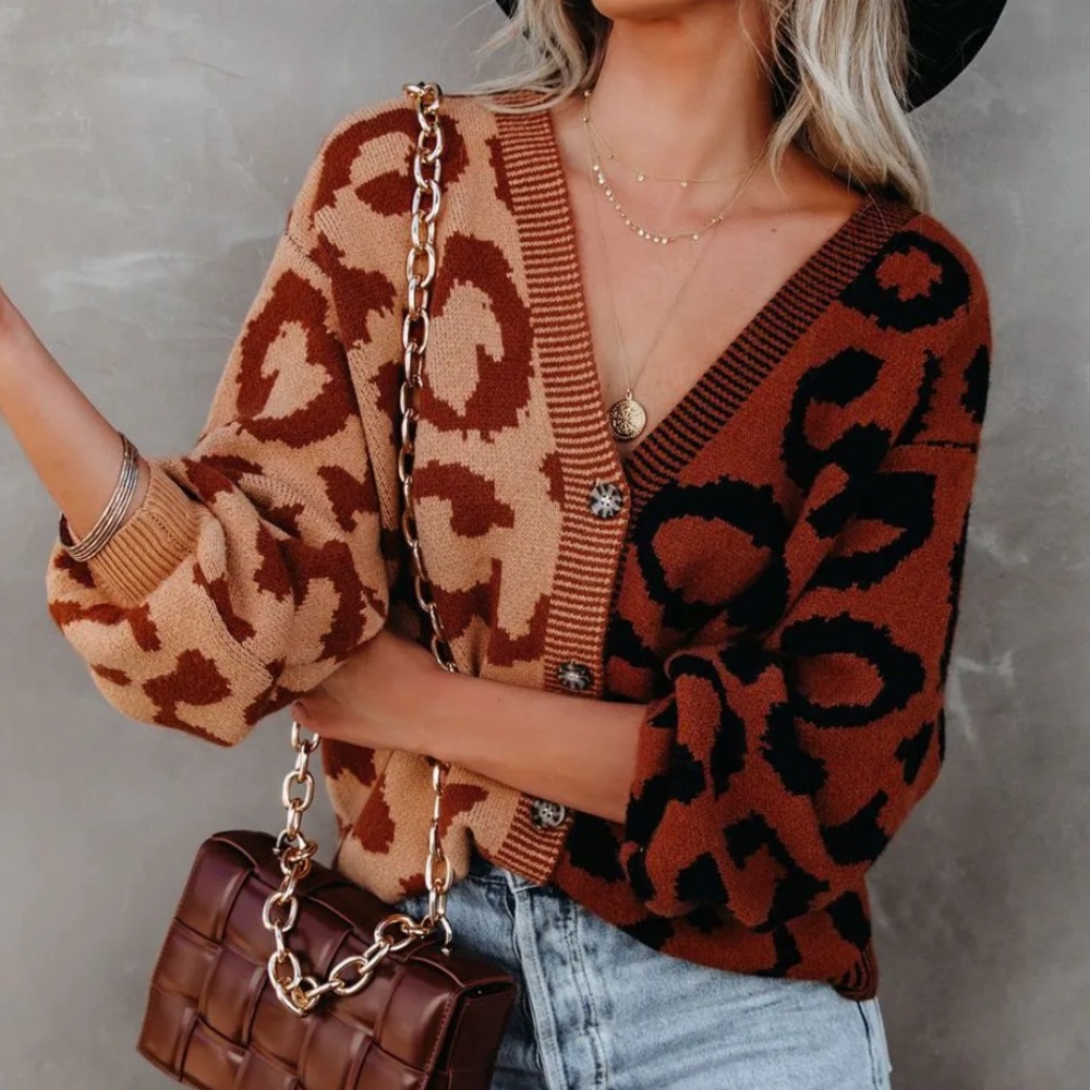 VICI two tone leopard cardigan
